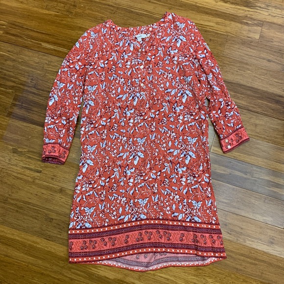 Ann‎ Taylor LOFT Floral Dress Womens Size Medium 3/4 Sleeve Casual Spring Fall - Picture 1 of 6